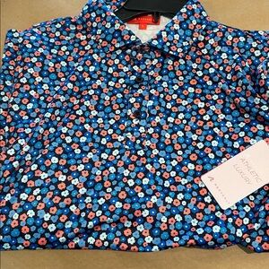 Floral Blue Polo Shirt REDVANLY Large